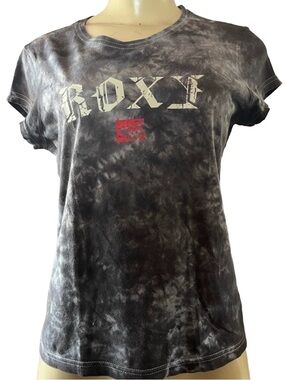 Vintage Roxy Women's Black Tie-Dye T-Shirt